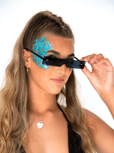 Load image into Gallery viewer, black rectangle sunglasses, festival accessories
