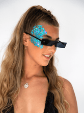 Load image into Gallery viewer, black rectangle sunglasses, festival accessories
